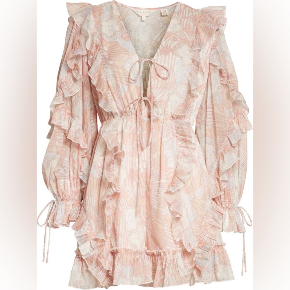 Ted Backer London Irvete Floral Ruffle Long Sleeve Romper